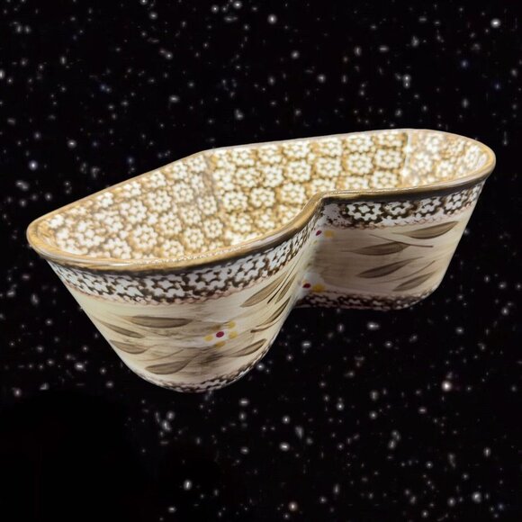 Temptations Ovenware by Tara Heart Shaped Green Bowl Old World 1QT FKI CERAMIC - Picture 9 of 10